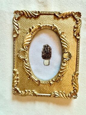 Ornate Gold Decorative Picture Frame with hand stitched morel mushroom